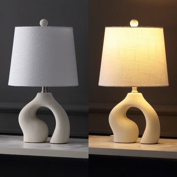 Tula 19" Scandinavian Minimalist Ceramic Arch LED Table Lamp - JONATHAN Y